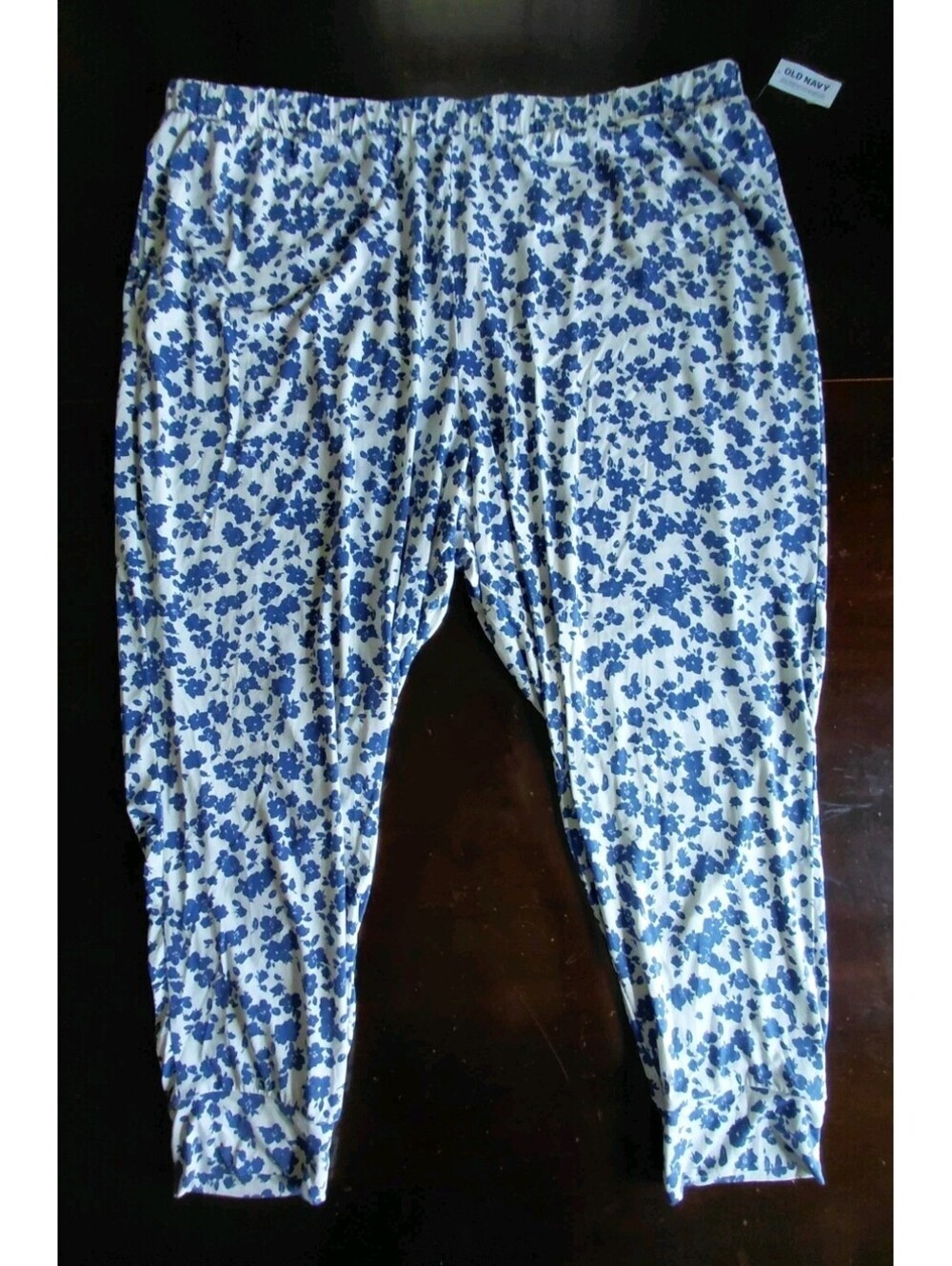 NWT Old Navy XXL Sunday Sleep Jogger Pajama Pants Blue Floral Stretch
